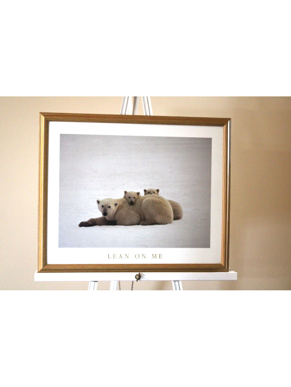Lean on Me Mother Polar Bear & Cubs Photography Print 21x18 Framed 1991 Adorable